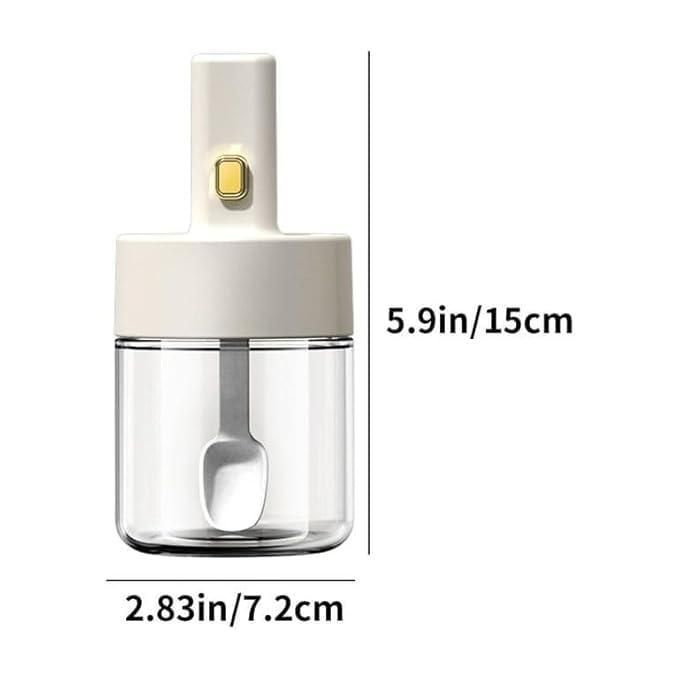 Airtight Glass Seasoning Tank with Integrated Spoon