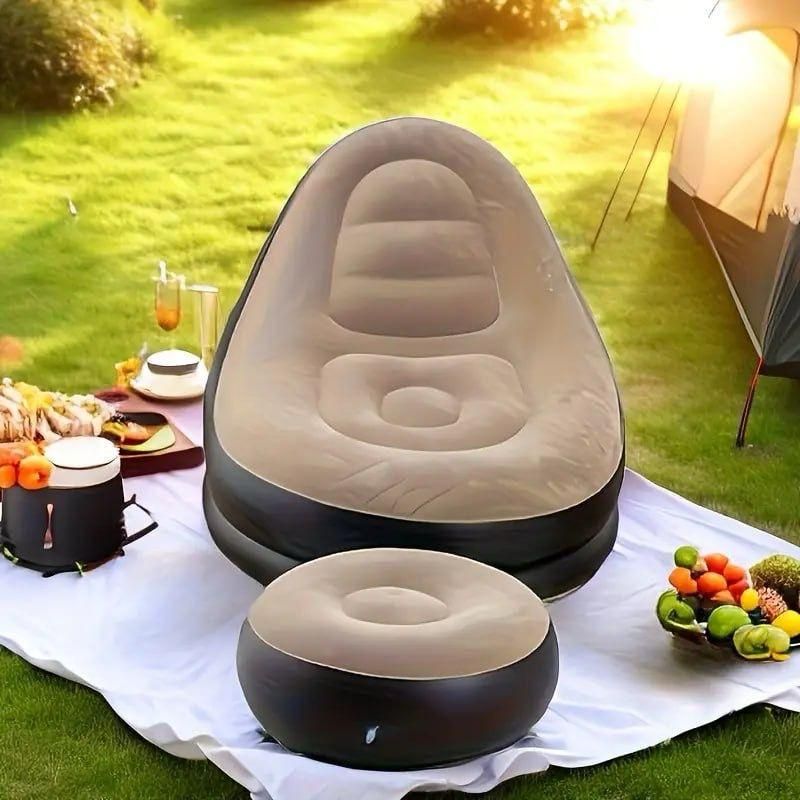 Luxury Inflatable Recliner Sofa with Footrest & Air Pump – Portable Lounge Chair for Home, Outdoors & Travel