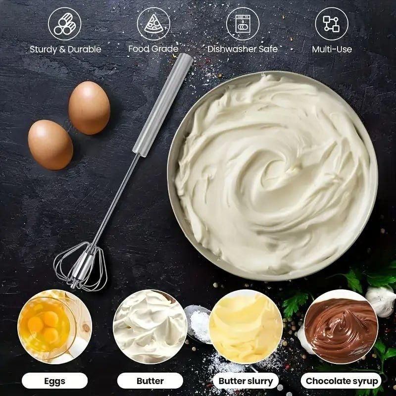 Effortless Hand Push Stainless Steel Whisk – The Ultimate Semi-Automatic Blender for Every Kitchen!