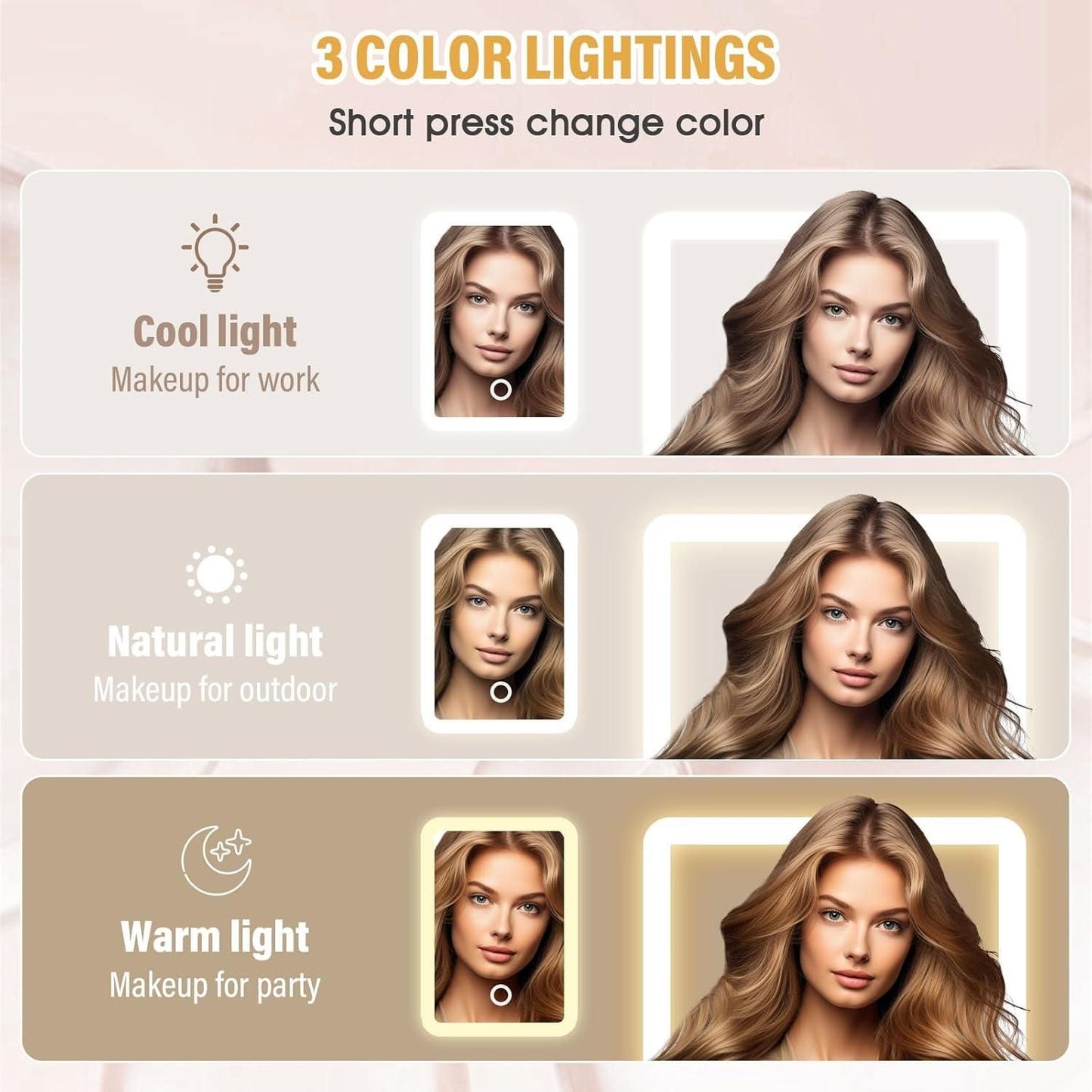 Portable LED Makeup Organizer with Mirror & USB Rechargeable Light