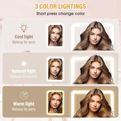 Portable LED Makeup Organizer with Mirror & USB Rechargeable Light