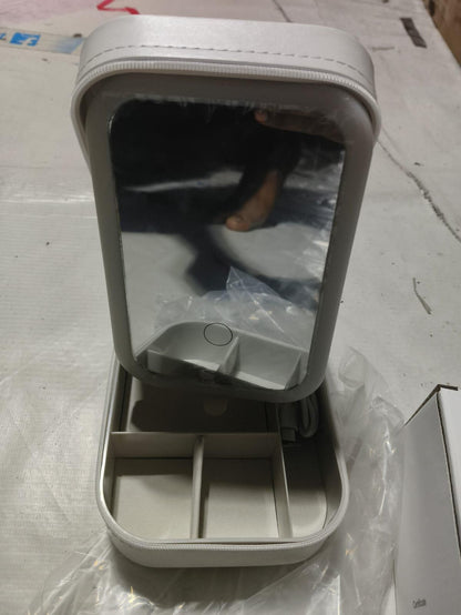 Portable LED Makeup Organizer with Mirror & USB Rechargeable Light