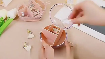 Mini Round Travel Jewelry Organizer – Compact, Stylish & Perfect for Earrings, Rings & Necklaces!